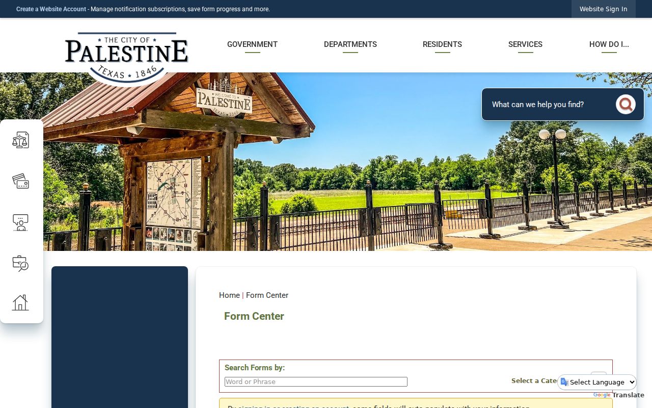 Palestine public information web form