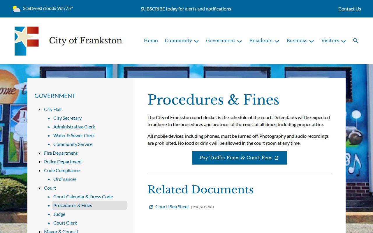 Frankston court plea procedure and conduct instructions