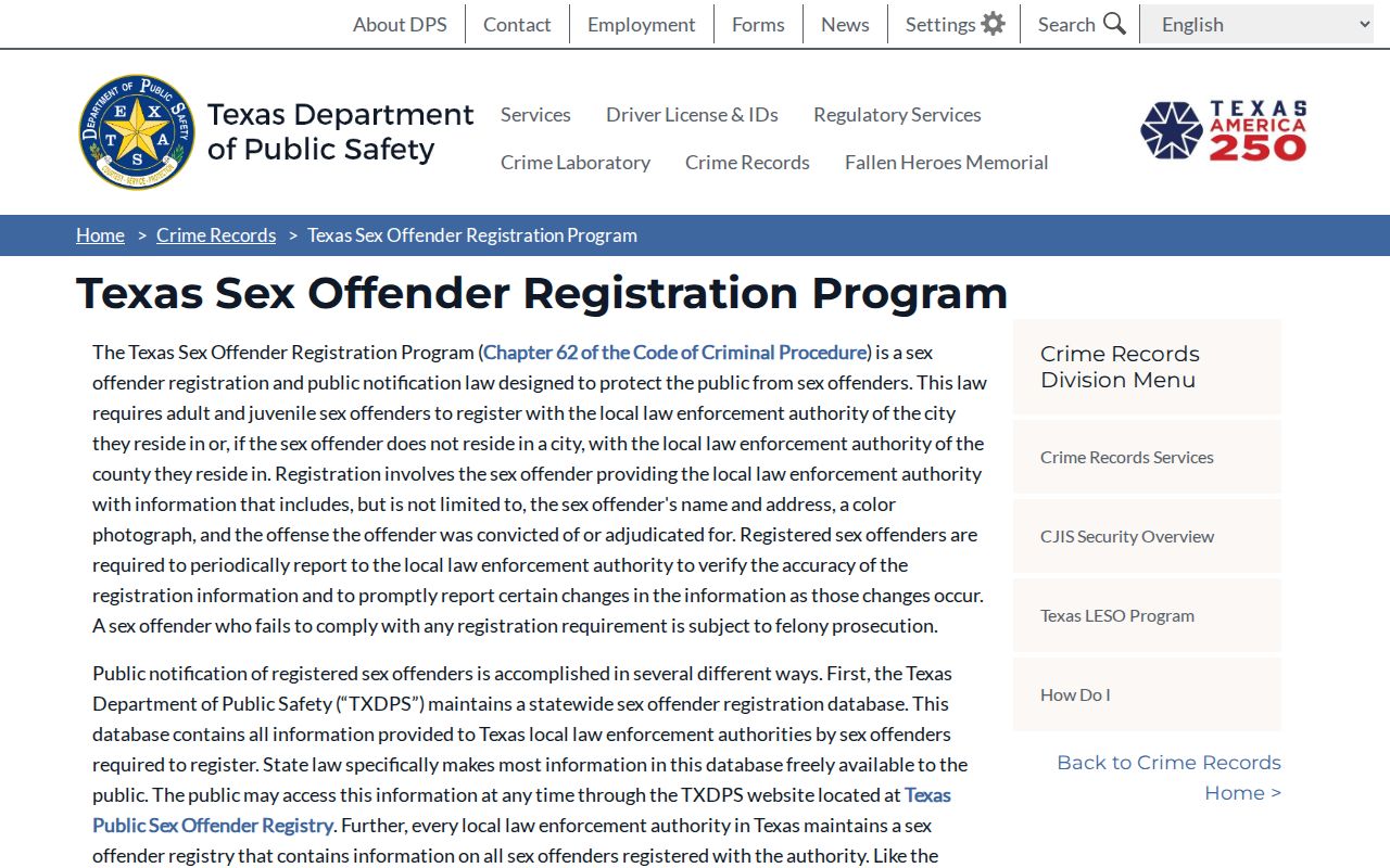 Anderson County sex offender registration duties overview