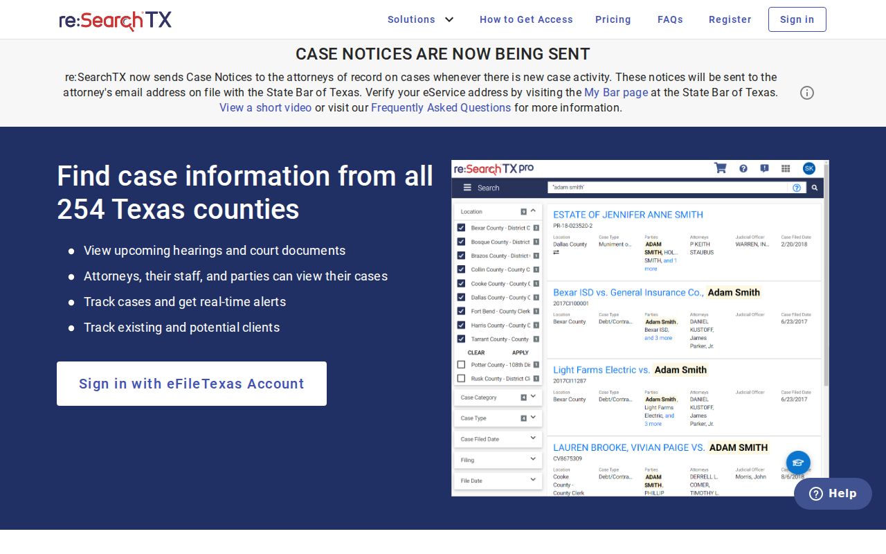 re SearchTX statewide court system for Anderson County criminal cases